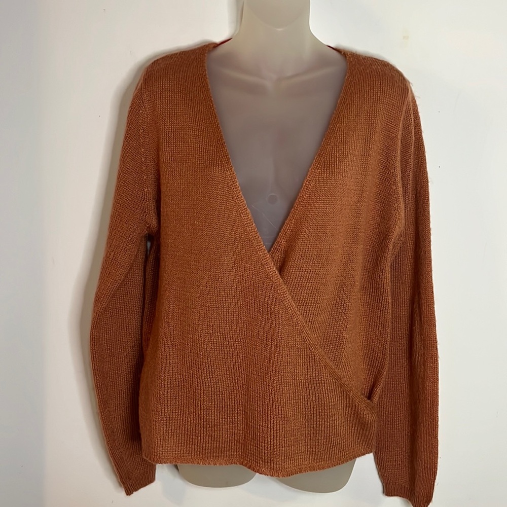 O'Neill Wrap It Up Faux-Wrap Sweater Terracotta/Rust Size L Lightweight Knit